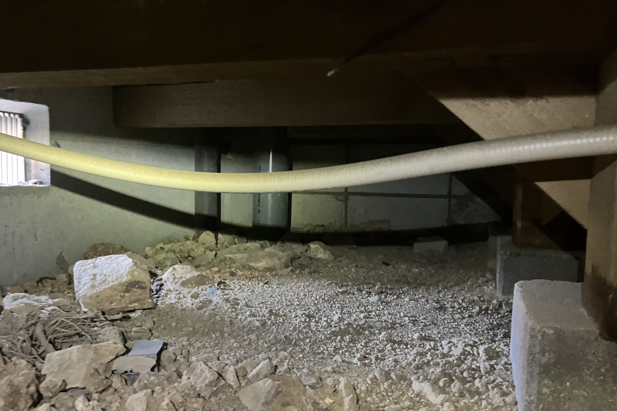 河川に近い低地エリアで湿気がこもりやすい床下の様子