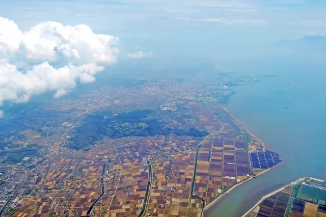 大牟田市の上空写真
