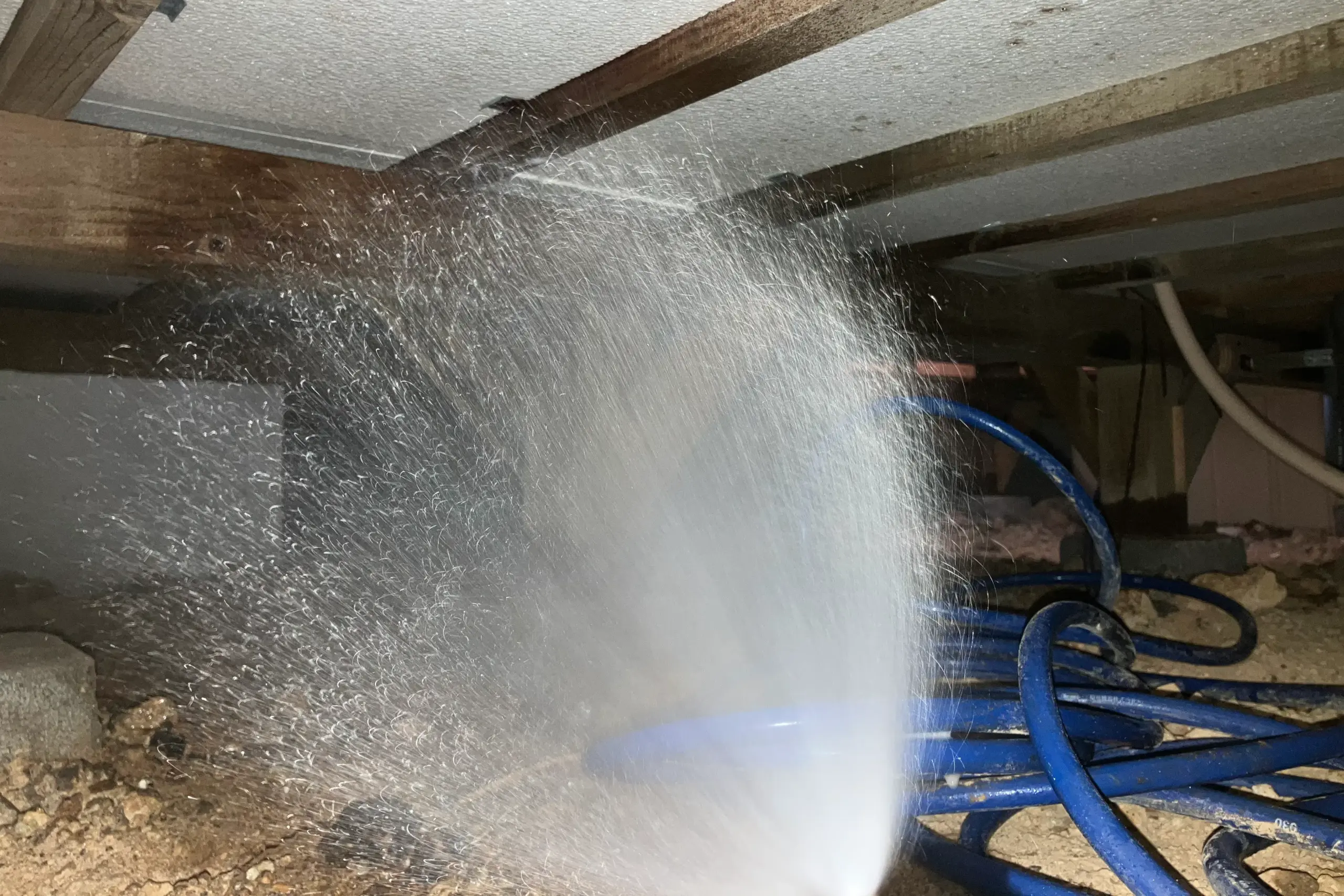 築35年の平屋一戸建てで行ったシロアリ予防作業の様子